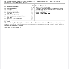  HERBFLUENZA-NON INVASIVE POLY HERBAL SYNERGISTIC COMPOUND FOR THE PREVENTION AND MANAGEMENT OF INFLUENZA.​

​