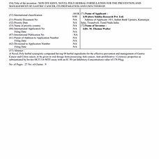 Non Invasive, Novel Poly Herbal formulation for the prevention and management of Gastric Cancer, its preparation and uses thereof