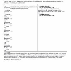   POLY HERBAL SYNERGISTIC COMPOUND THE PREVENTION AND MANAGEMENT OF INVASIVE CANDIDIASIS IN INTENSIVE CARE UNITS (ICU).​

​